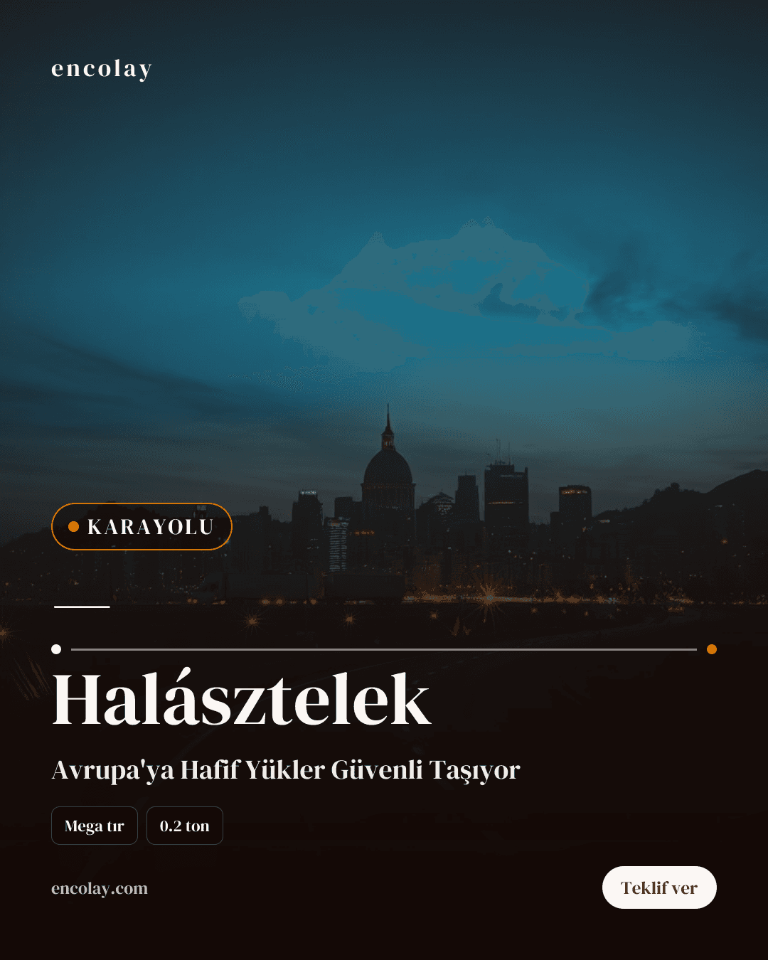 Halásztelek · 0.2 ton Paletli Yük (Mega tır)