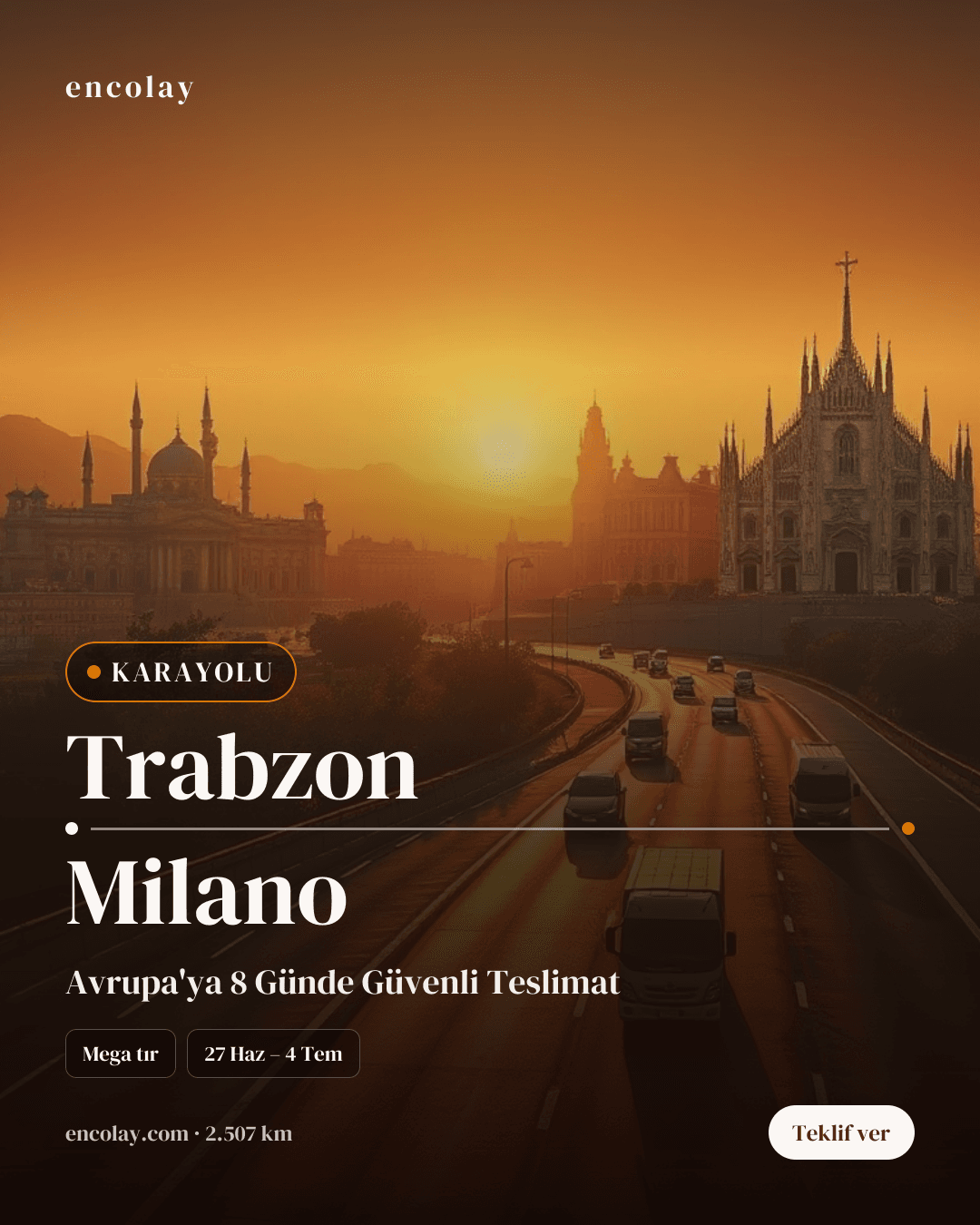 Boş araç: Trabzon → Milano · Panelvan (parsiyel)
