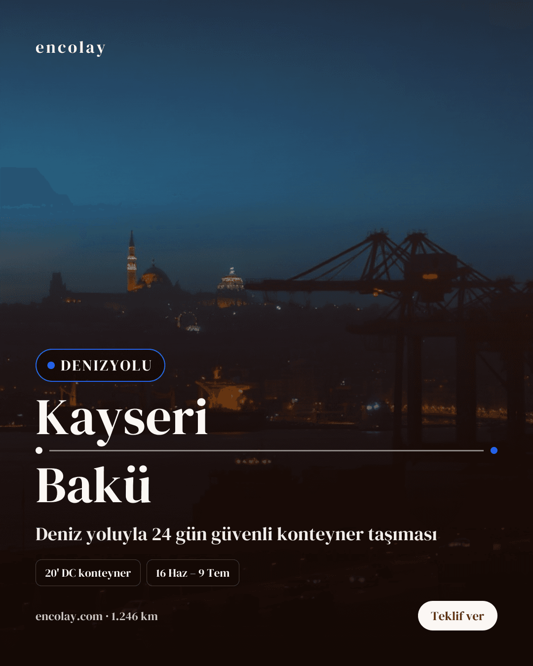 Boş araç: Kayseri → Bakü · Konteyner taşıyıcı