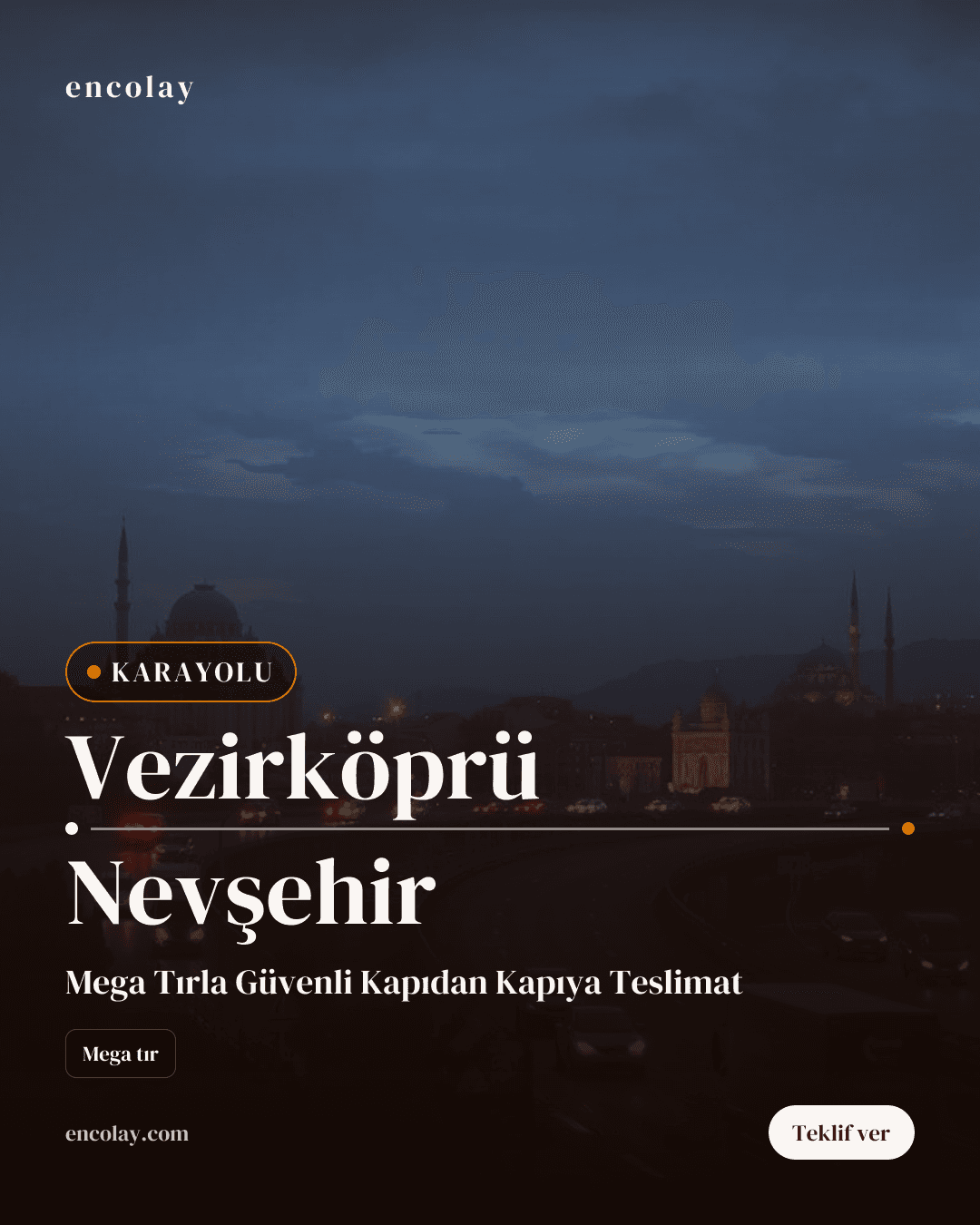 Vezirköprü → Nevşehir Çamaşır Makinesi karayolu taşıması