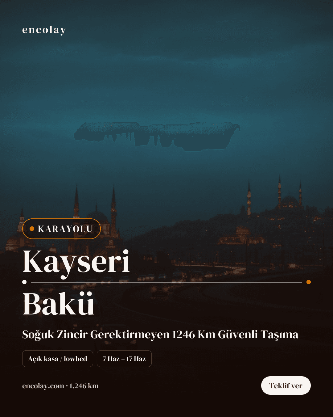 Boş araç: Kayseri → Bakü · Tır (tenteli)
