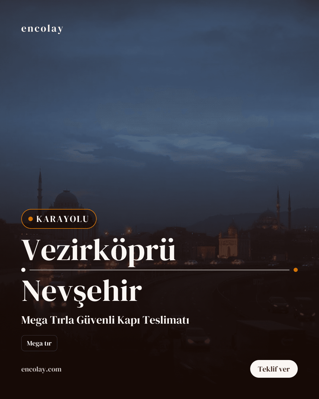 Vezirköprü → Nevşehir Çamaşır Makinesi karayolu taşıması