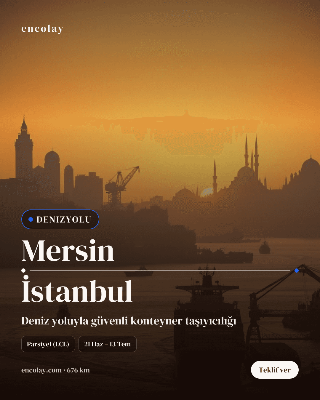 Boş araç: Mersin → İstanbul · Konteyner taşıyıcı