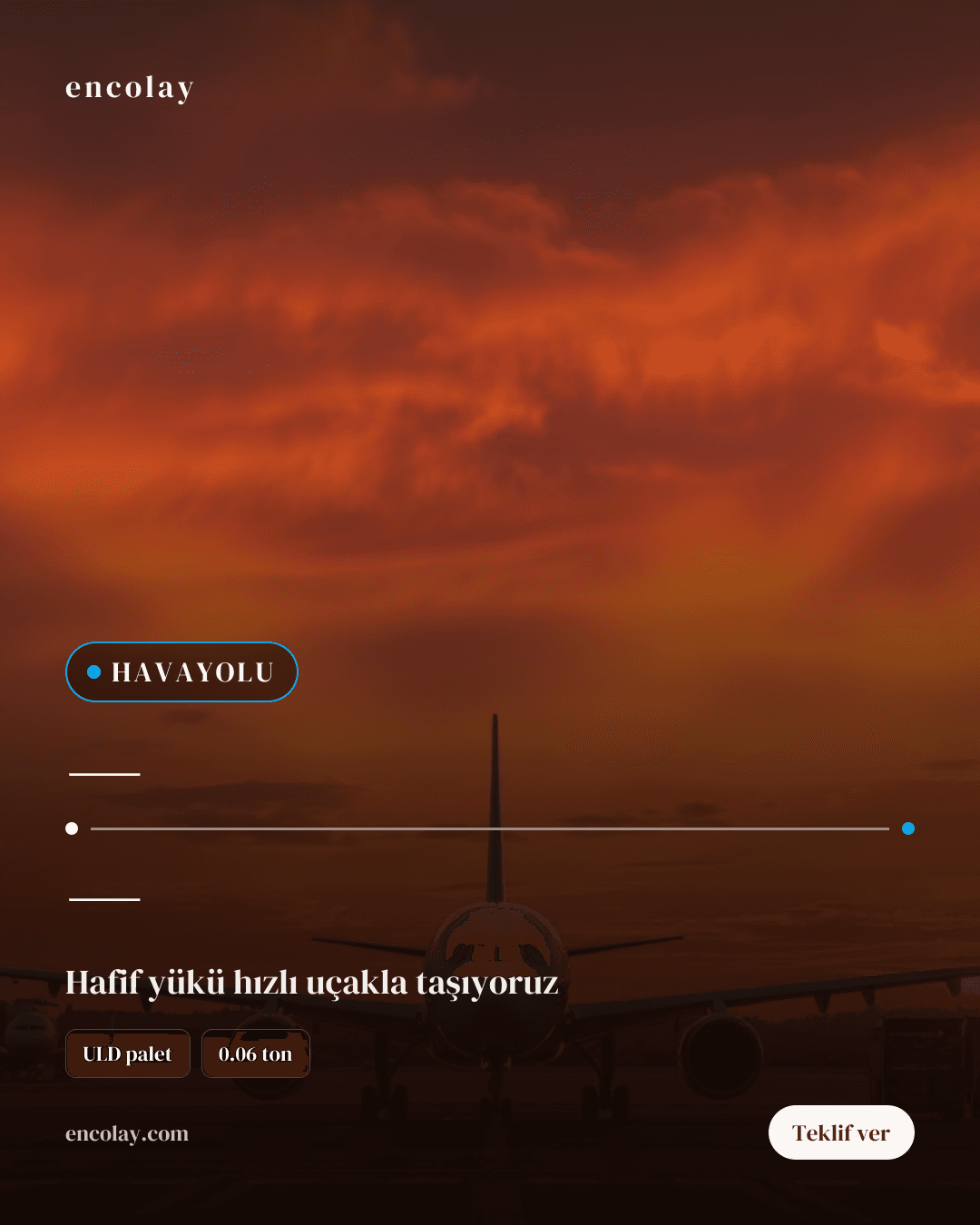 0.06 ton Genel Kargo için havayolu taşıma talebi