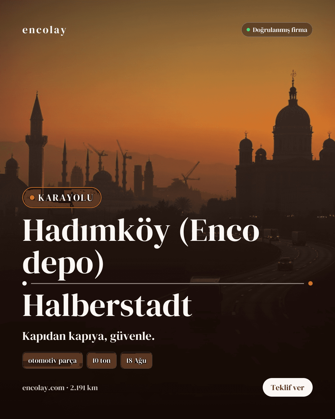 Enco deposundan yükleme, Almanya 38xxx Halberstadt boşaltma. 1 tır. Yükleme yarı