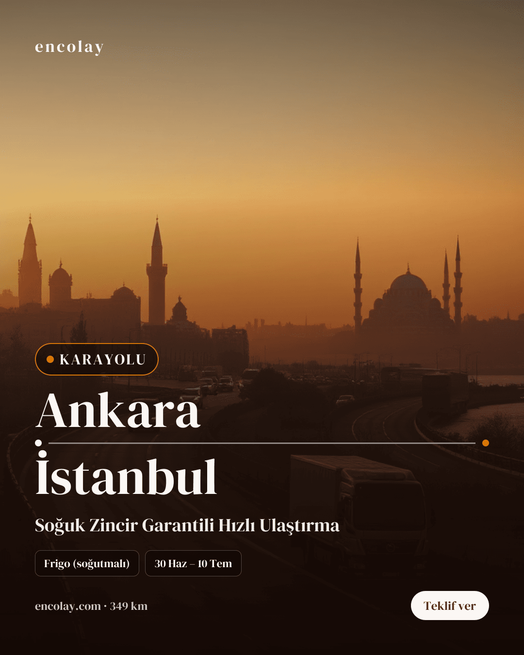 Boş araç: Ankara → İstanbul · Tır (tenteli)