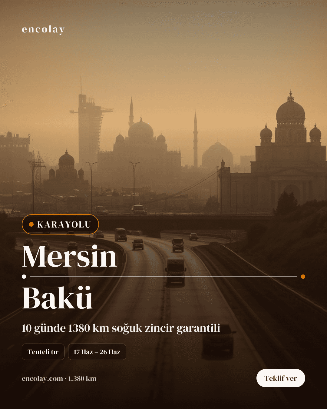 Boş araç: Mersin → Bakü · Tır (tenteli)