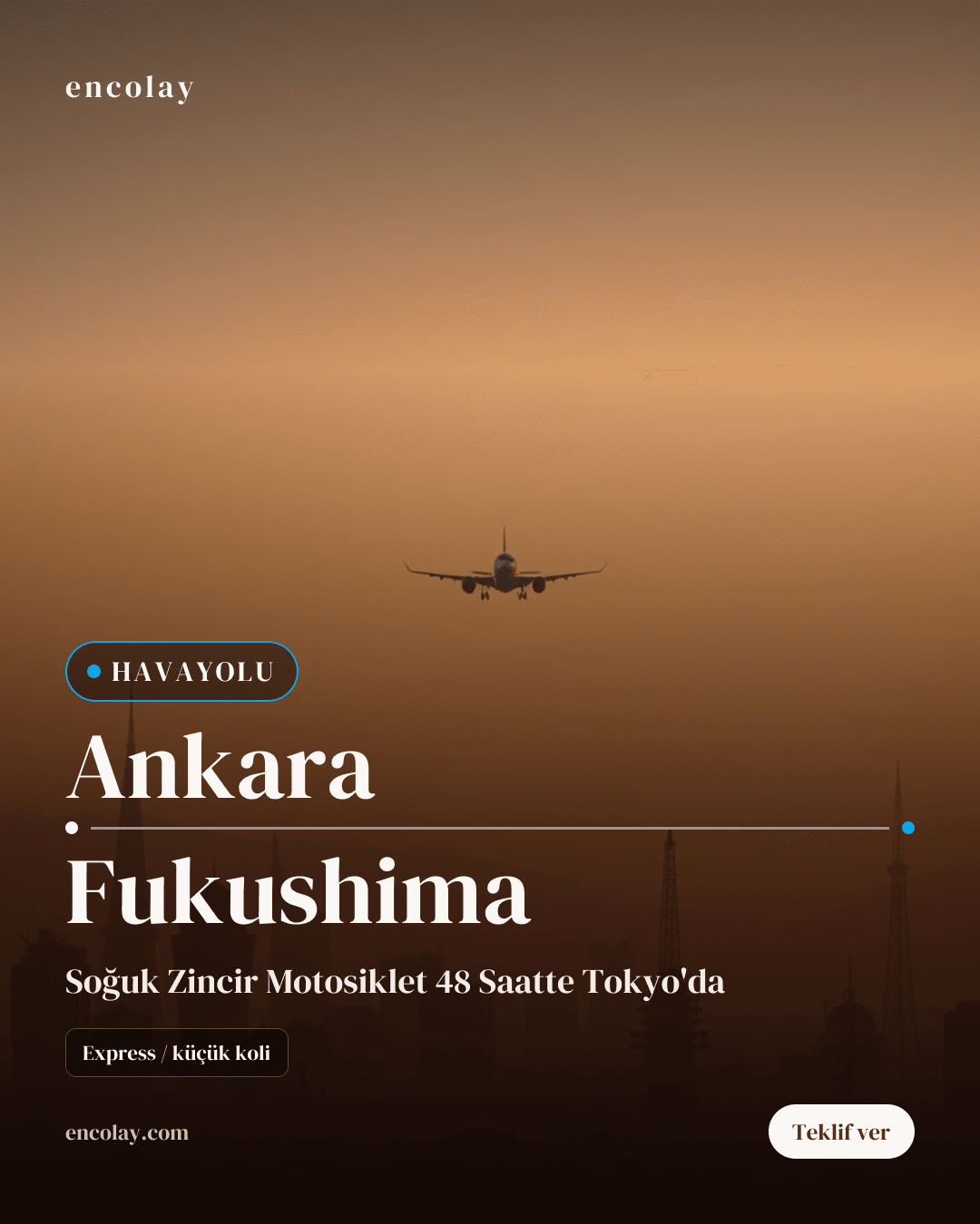 Ankara-Fukushima arası motosiklet havayolu taşıması