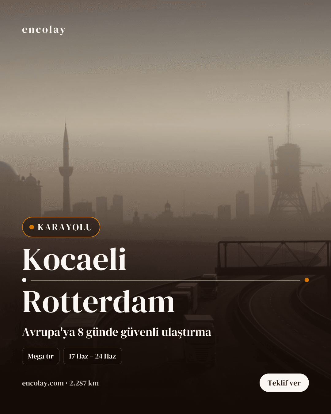 Boş araç: Kocaeli → Rotterdam · Panelvan (parsiyel)