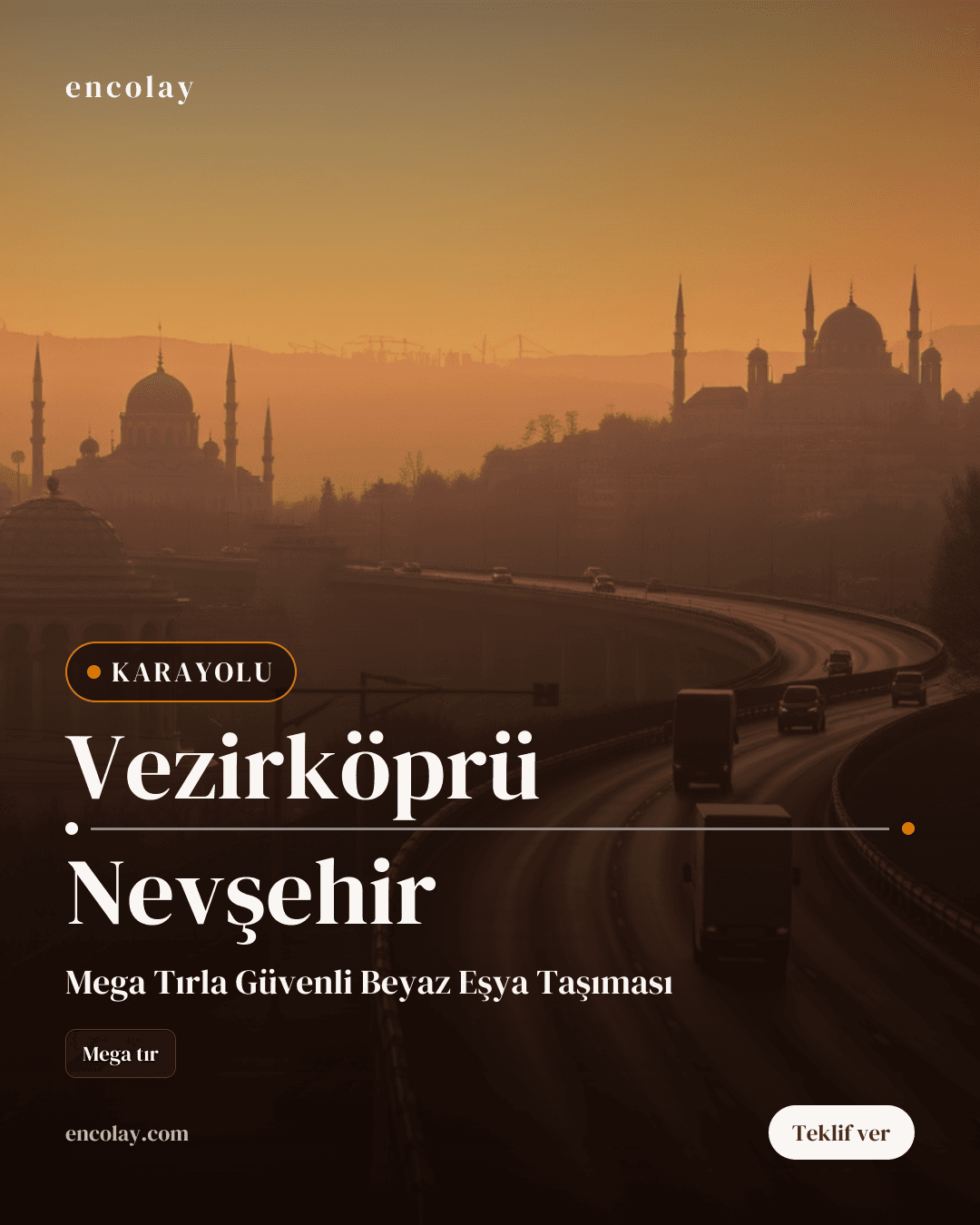 Vezirköprü → Nevşehir Çamaşır Makinesi karayolu taşıması