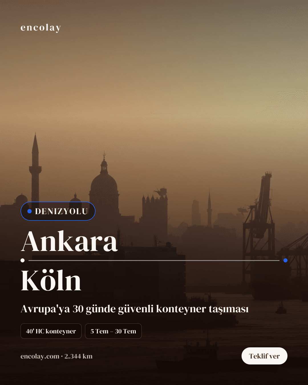 Boş araç: Ankara → Köln · Konteyner taşıyıcı