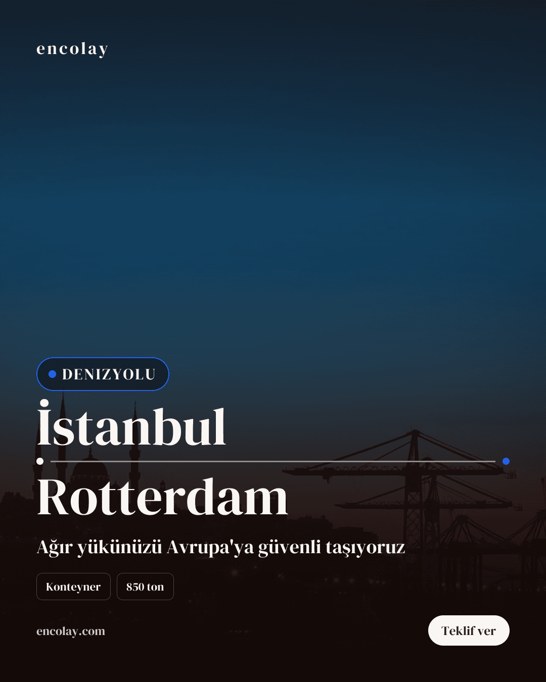 İstanbul-Rotterdam arası 850 ton tekstil ürünleri konteyner taşıması