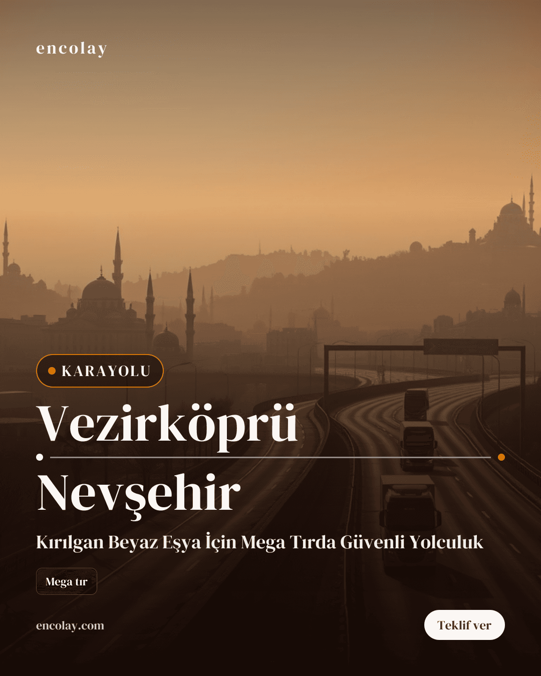 Vezirköprü → Nevşehir Çamaşır Makinesi karayolu taşıması