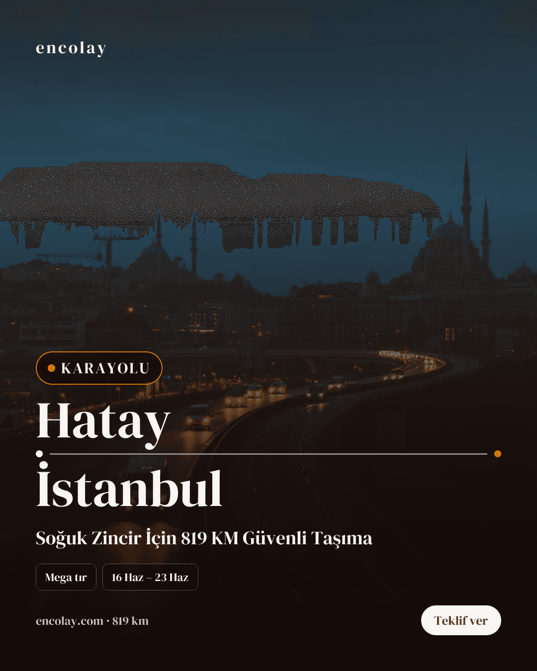 Boş araç: Hatay → İstanbul · Mega tır