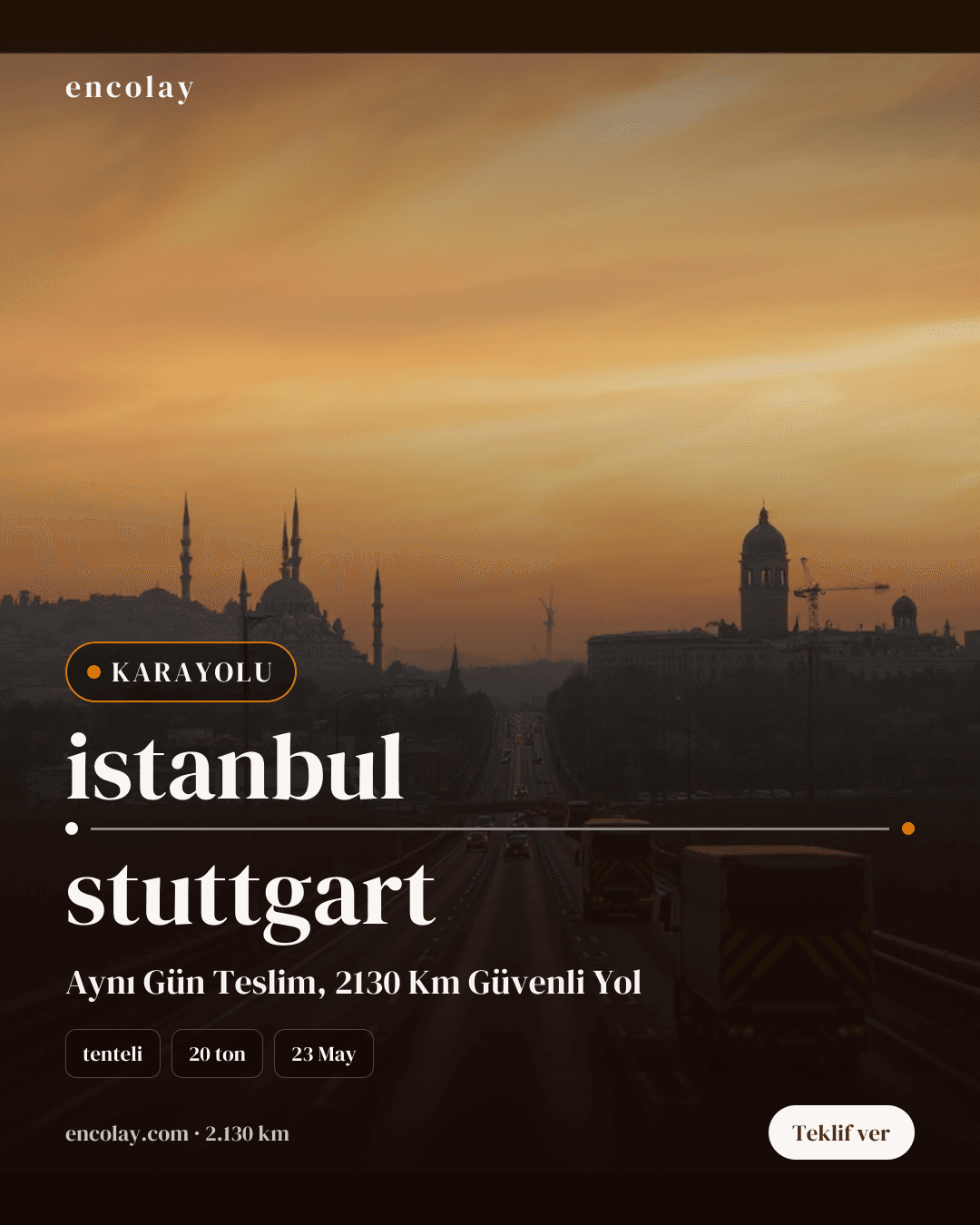 istanbul → stuttgart · 20 ton · tenteli