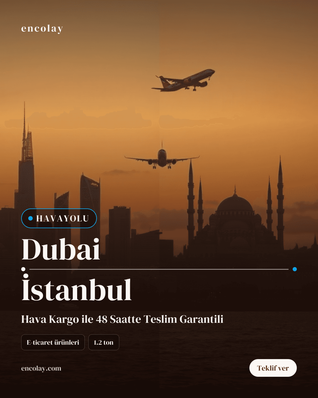 Dubai-İstanbul arası 1.2 ton e-ticaret ürünleri havayolu taşıması