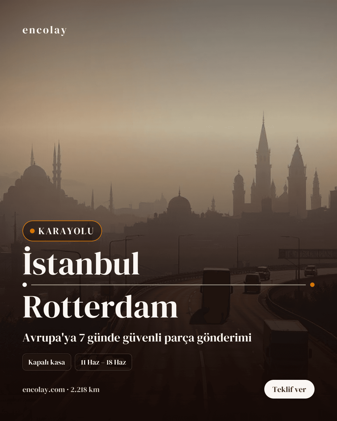 Boş araç: İstanbul → Rotterdam · Panelvan (parsiyel)