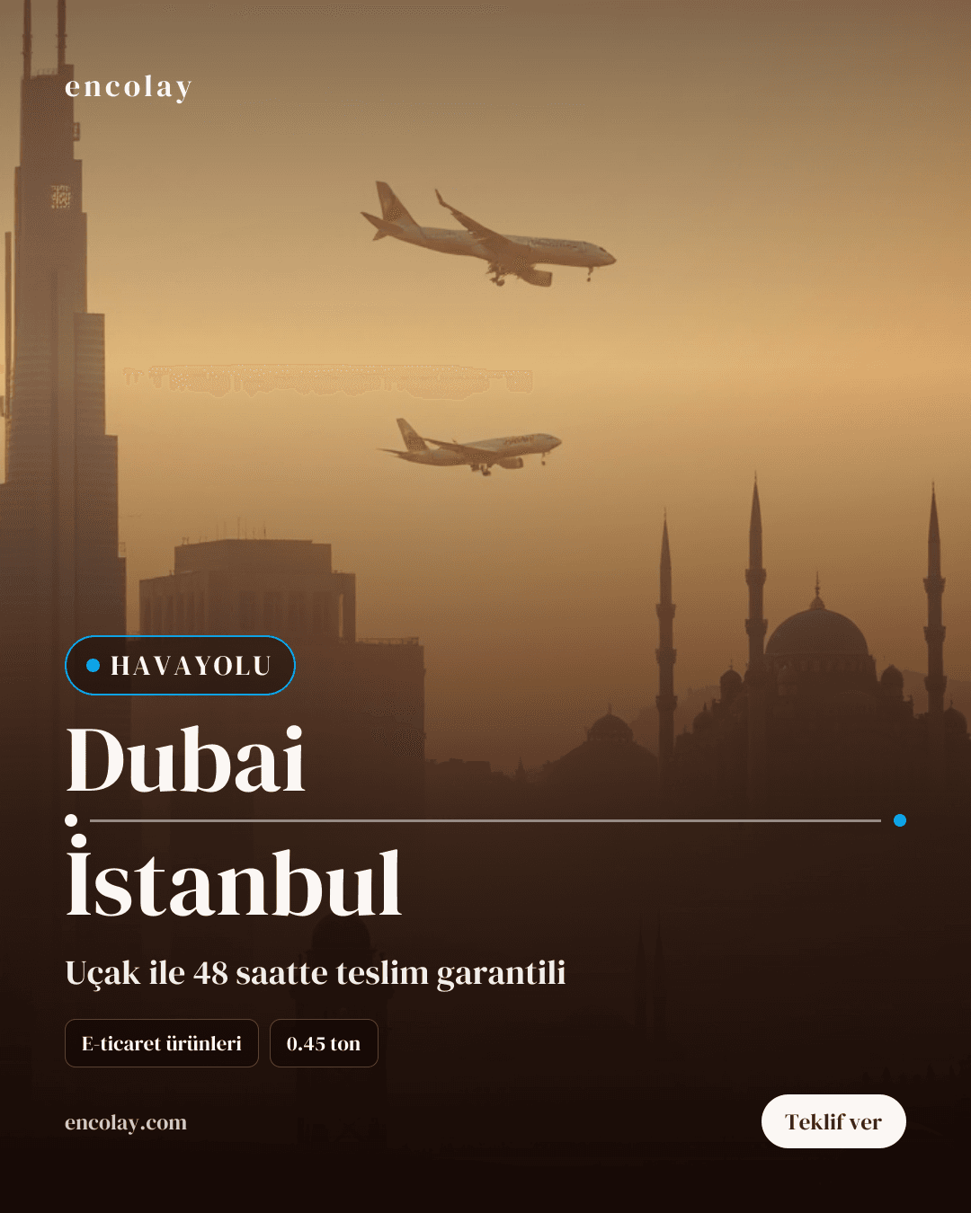 Dubai-İstanbul arası e-ticaret ürünleri havayolu taşıması