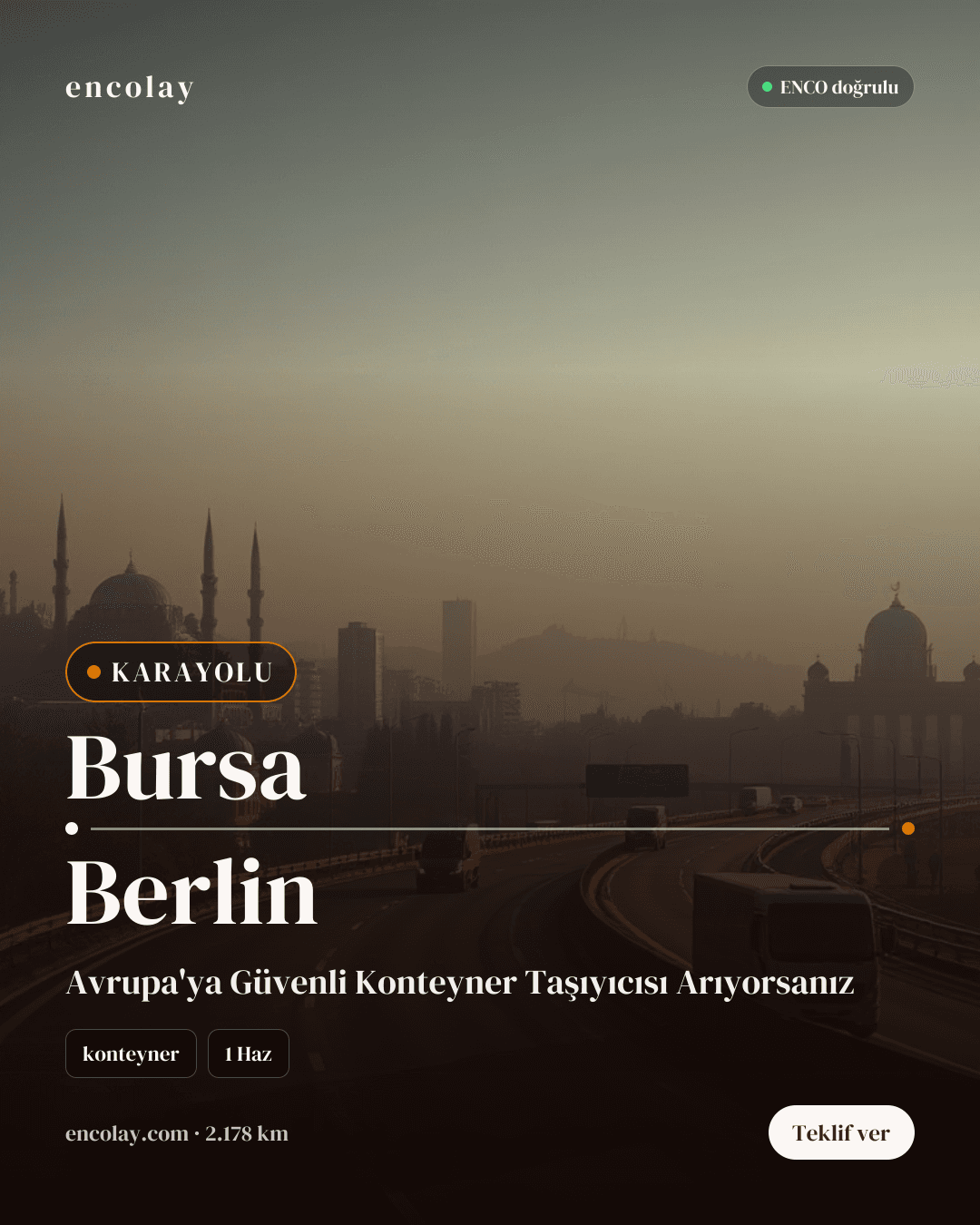 Bursa → Berlin · 24 ton konteyner