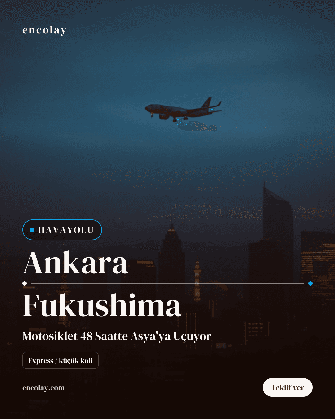 Ankara-Fukushima arası motosiklet havayolu taşıması