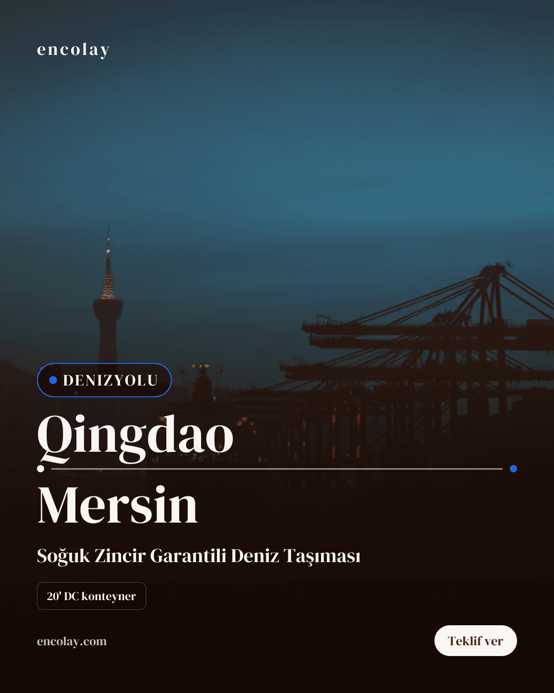 Qingdao → Mersin · Konteyner (20' DC konteyner)